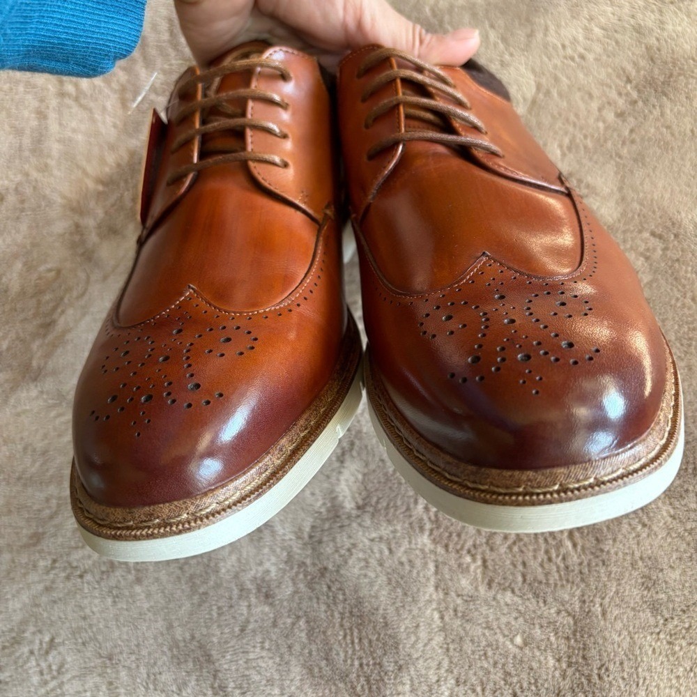 Stacy Adams Brown Leather Wingtip Oxfords size 9.5 - Picture 3 of 8